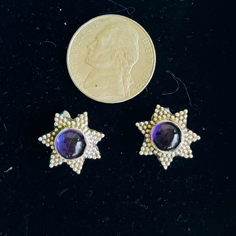 Amethyst Starlight stud Earrings In 925 Sterling Silver.